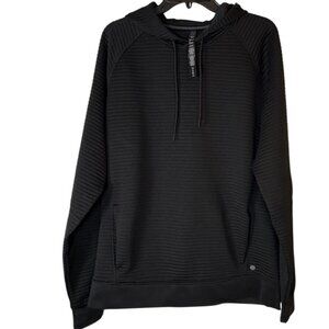 Apana Men's Black Ottoman Knot Ribbed Pullover Hoodie Men's Size Large